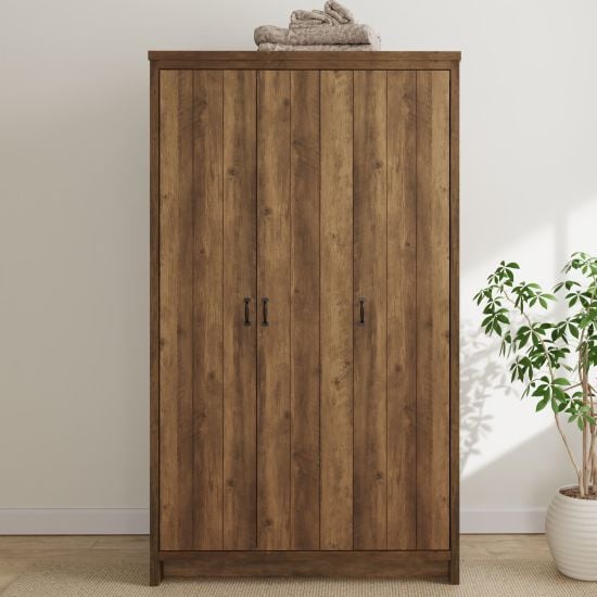 CHOICEWARDROBE Nolan Knotty Oak 3 Door Wardrobe with black handles
