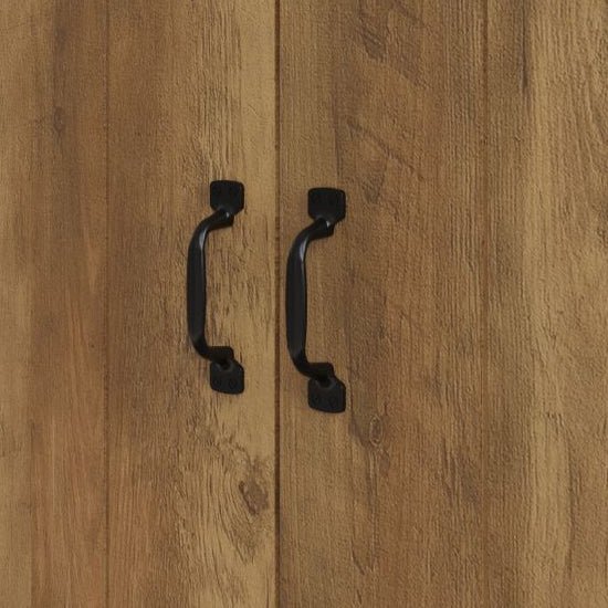 Black metal handles on CHOICEWARDROBE Nolan Knotty Oak 3 Door Wardrobe: rustic wood grain, industrial style.