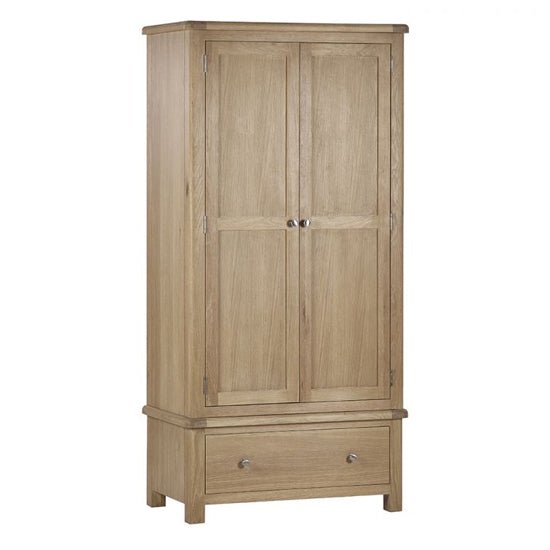 CHOICEWARDROBE Norland Limed Oak 2-door wardrobe with single drawer