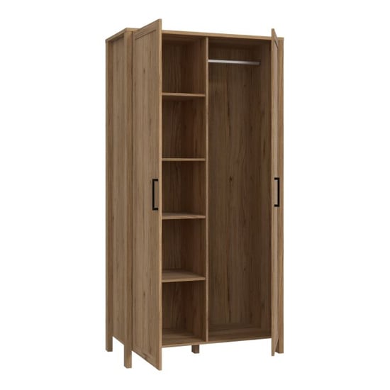CHOICEWARDROBE Norvik Waterford Oak 2-door wooden wardrobe with black metal handles