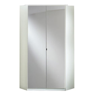 Novare 2 Door Mirrored Corner Wardrobe in White Finish – 95 cm modern space-saving bedroom furniture by ChoiceWardrobe UK.