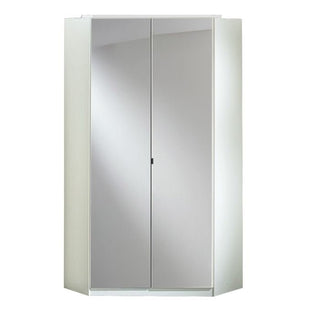 Novare 2 Door Mirrored Corner Wardrobe in White Finish – 95 cm modern space-saving bedroom furniture by ChoiceWardrobe UK.