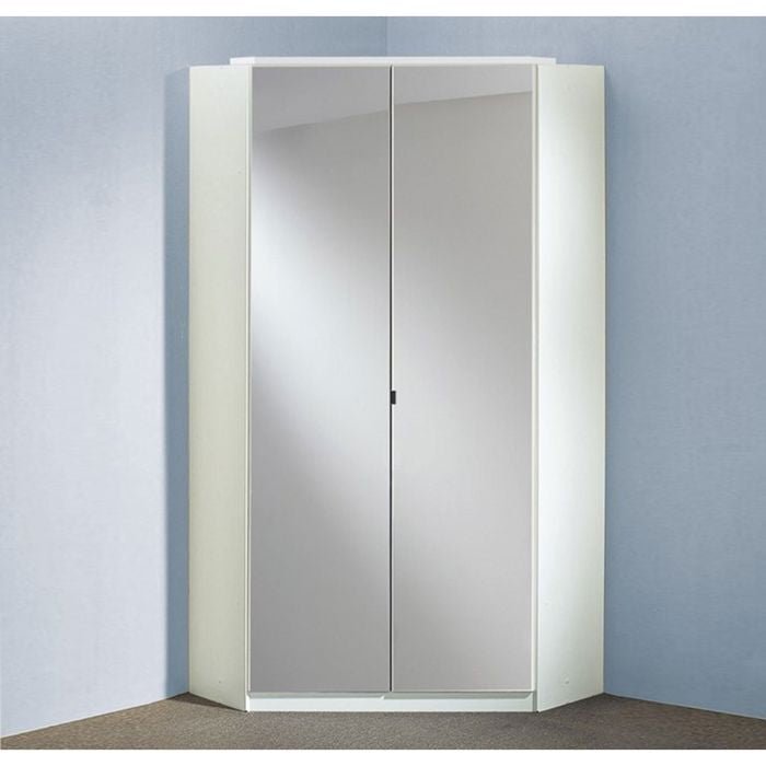 CHOICEWARDROBE Novare white 2-door mirrored corner wardrobe