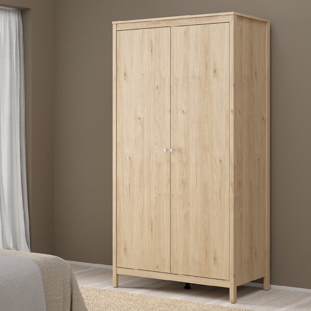 CHOICEWARDROBE Noven Oak effect 2 door wardrobe with round handles.