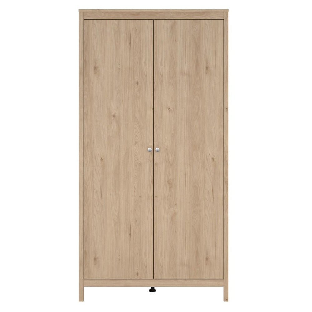 CHOICEWARDROBE Noven Oak 2 Door Wardrobe with minimalist design and metal handles