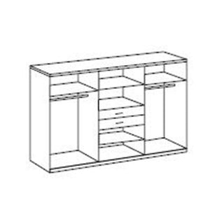 ChoiceWardrobe Odense 6 Door Wardrobe Interior Layout showing Shelves, Drawers and Hanging Rails – Modern Functional Storage Design