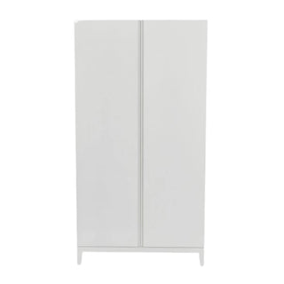 The CHOICEWARDROBE Ogen 2 Door Wardrobe features a matt white finish and minimalist Scandinavian design, offering stylish bedroom storage in a 100cm unit that stands upright on four short legs.