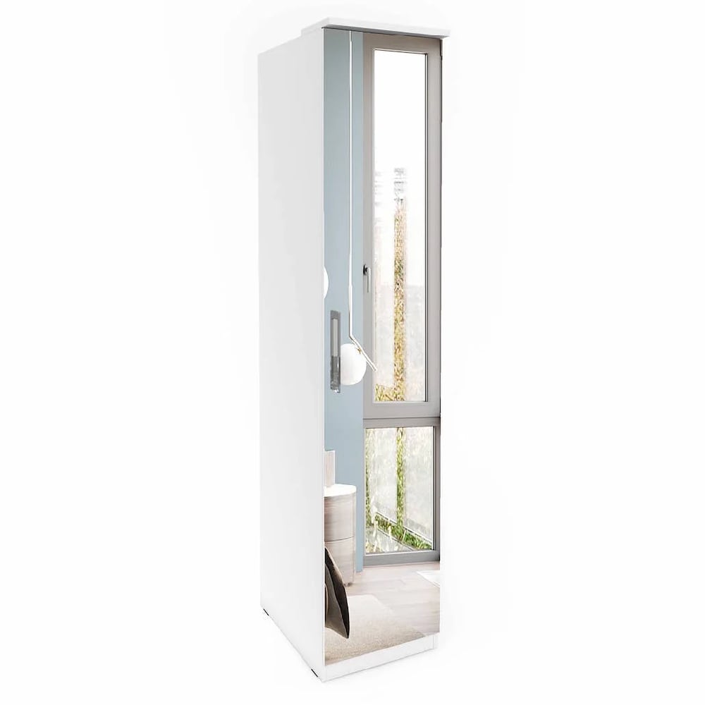 CHOICEWARDROBE Olathe Slim white single door mirrored wardrobe