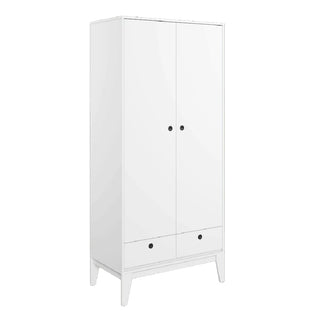 Front view of ChoiceWardrobe Olsen White 2 Door Wardrobe with drawers in sleek modern design