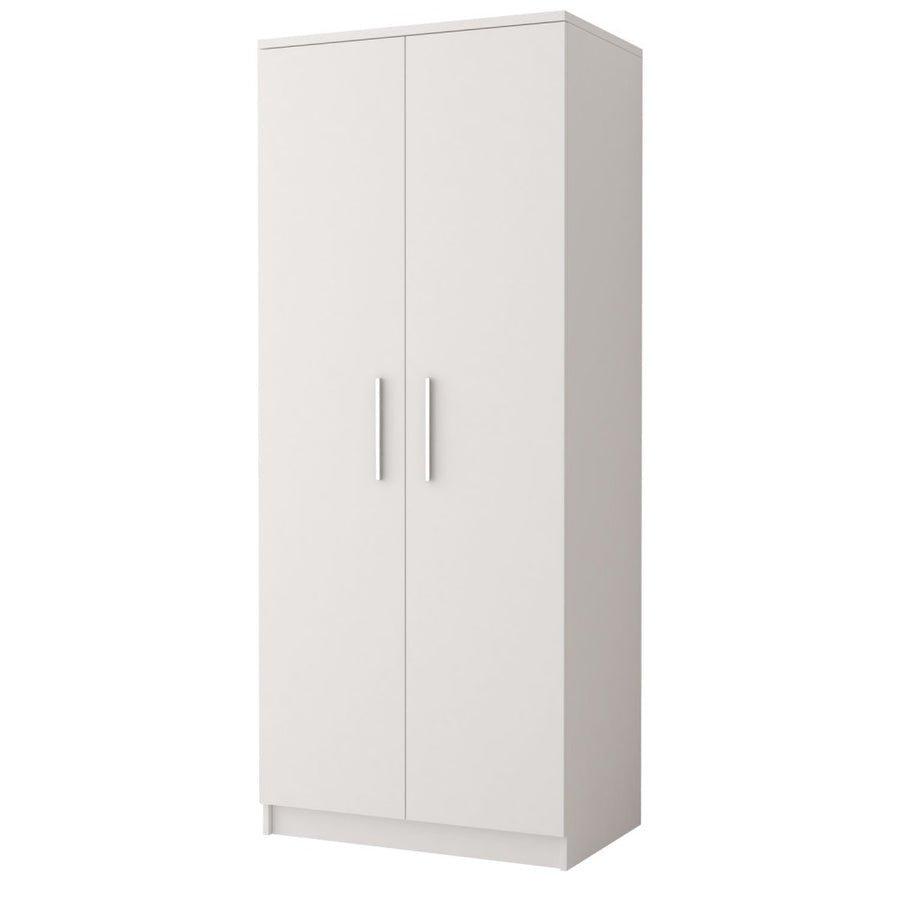 CHOICEWARDROBE Orlan 80cm white 2-door hinged wardrobe with silver handles