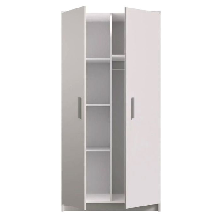 CHOICEWARDROBE Orlan 2 door hinged wardrobe, Sonoma Oak and white, open view showing shelves