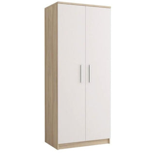 ChoiceWardrobe oak and white 2 door wardrobe with clean modern design and integrated handles.