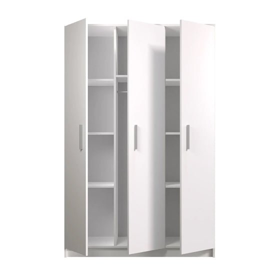 CHOICEWARDROBE 3 door matt white wardrobe with hanging rail and shelves