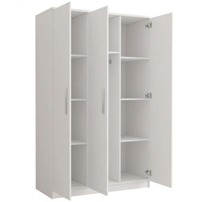 3-door hinged wardrobe, matt white doors, Sonoma oak frame, 120cm wide.