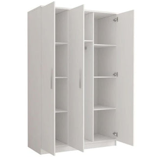 Spacious wardrobe interior with open shelving and hanging rail — designed for organised living, clothes storage, and effortless bedroom style.