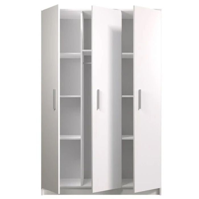 CHOICEWARDROBE Orlan 3 door hinged wardrobe in white with Sonoma Oak frame, silver handles.