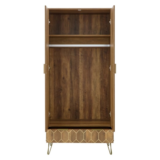 CHOICEWARDROBE Orlana 2 door mango wood effect wardrobe with brass legs