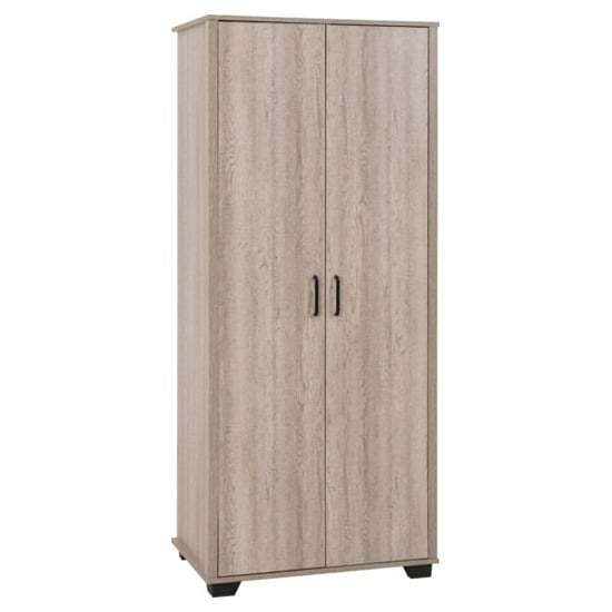 CHOICEWARDROBE Oxnard light oak effect two-door hinged wardrobe with black handles