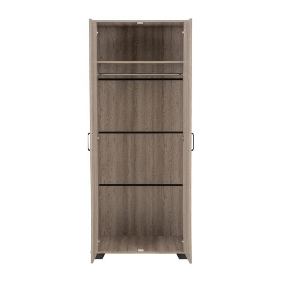 CHOICEWARDROBE Oxnard light oak effect two-door wardrobe with black handles