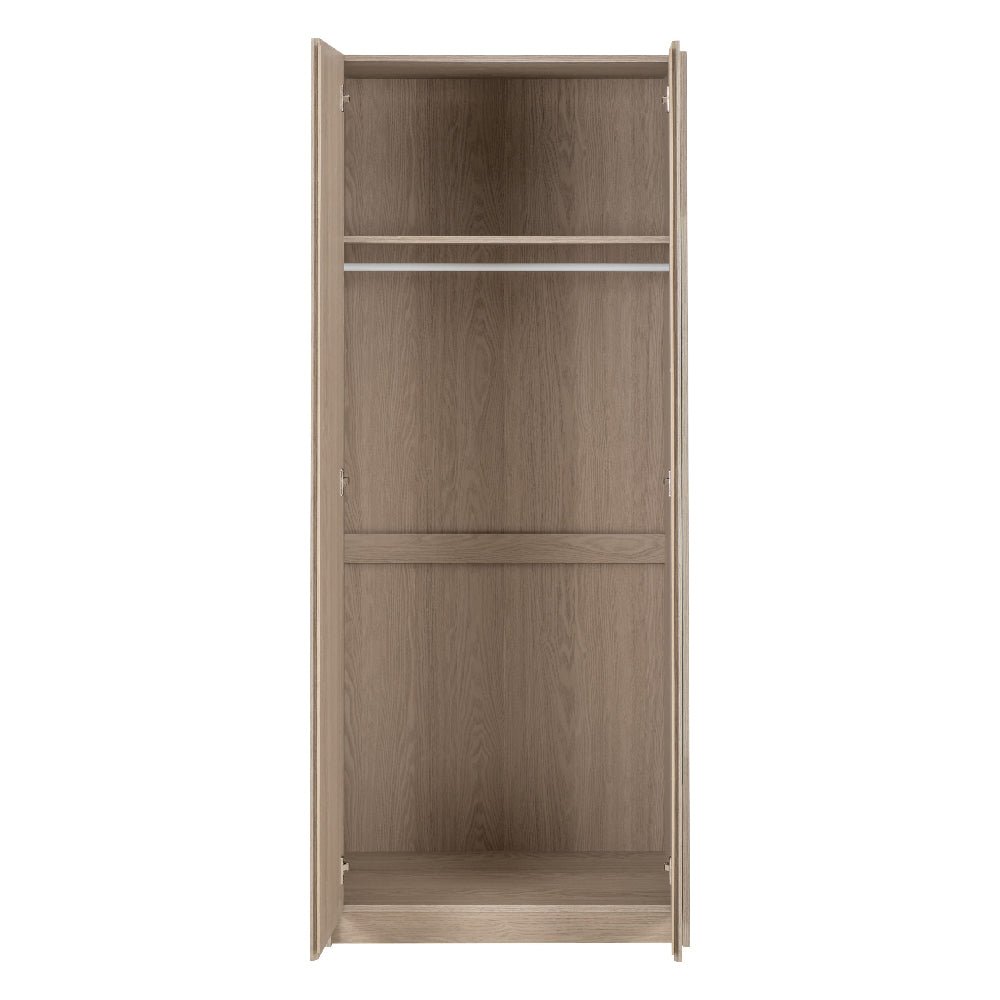 CHOICEWARDROBE 80cm 2-door sliding wardrobe in Sonoma Oak effect with internal shelf and rail