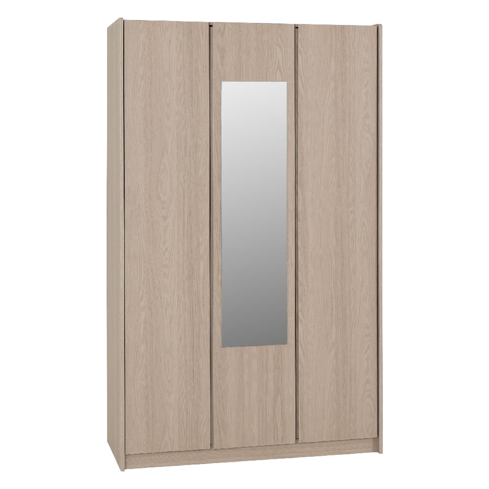 CHOICEWARDROBE Palmyra 3-door wardrobe in Sonoma Oak with a full-length mirrored centre door.