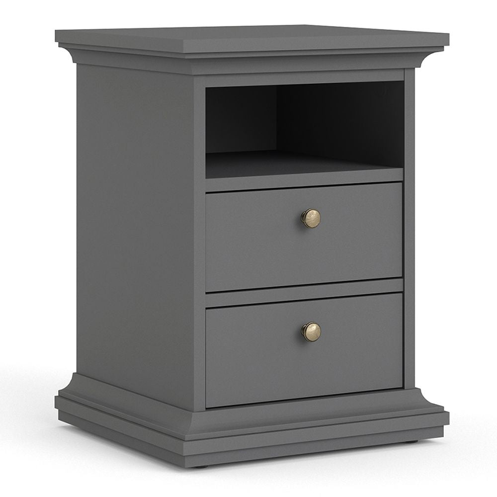 CHOICEWARDROBE charcoal grey shaker bedside table with brass knob