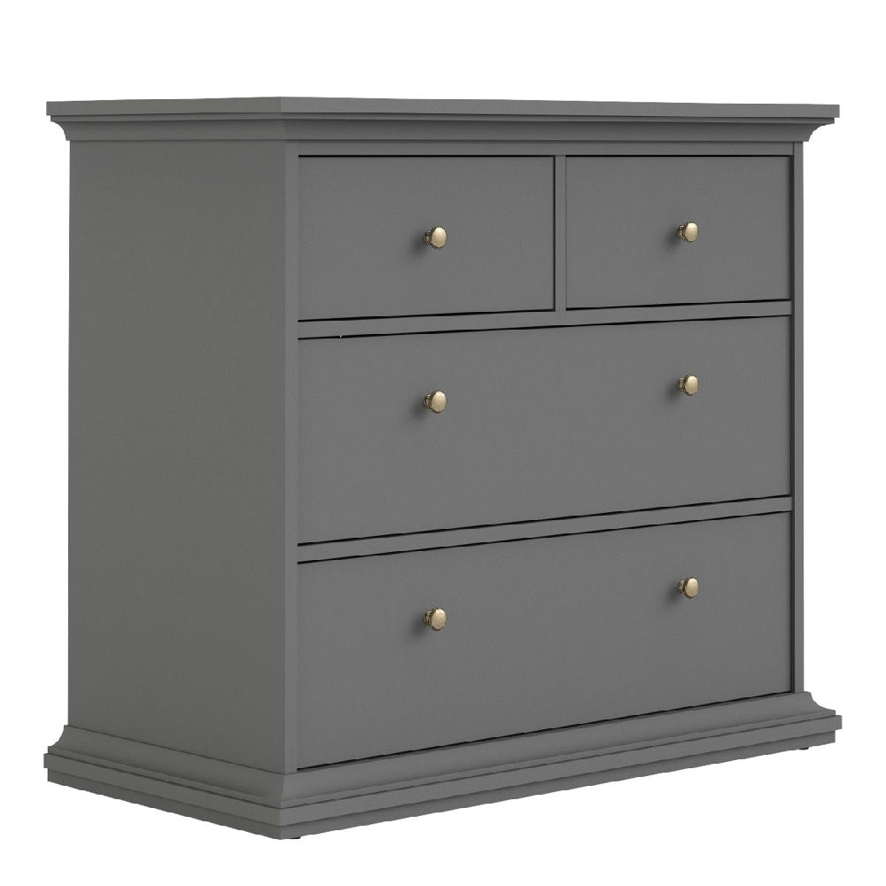 CHOICEWARDROBE Parayo charcoal grey 3-drawer chest with brass handles