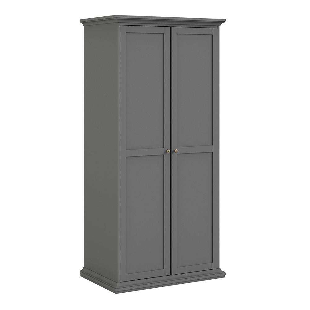 Charcoal grey 2-door Shaker style wardrobe with brass handles - ChoiceWardrobe