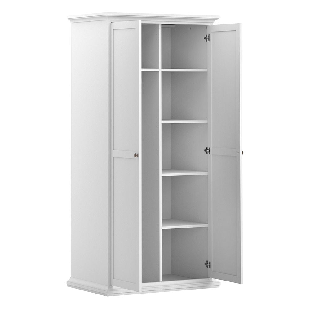 CHOICEWARDROBE Parayo 2 Door White Wardrobe: Elegant traditional storage with adjustable shelves.