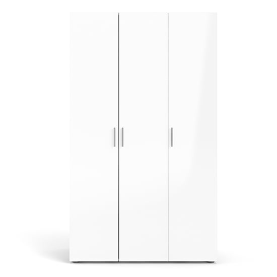 CHOICEWARDROBE Parker High Gloss 3 Door Wardrobe in white with silver handles