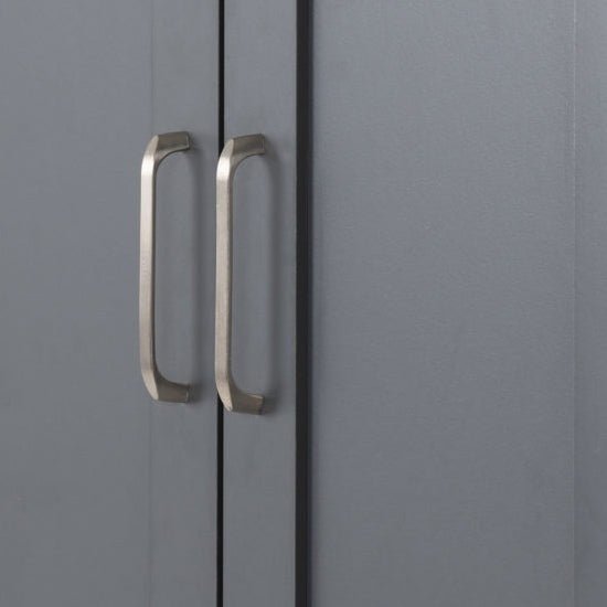 Two brushed metal handles on a grey CHOICEWARDROBE Parnu 3 Door wardrobe