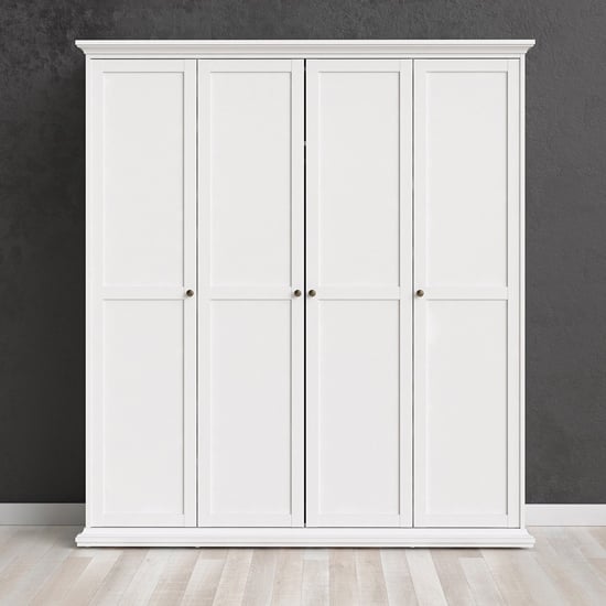 CHOICEWARDROBE Paroya 4 door wardrobe in classic white wooden finish