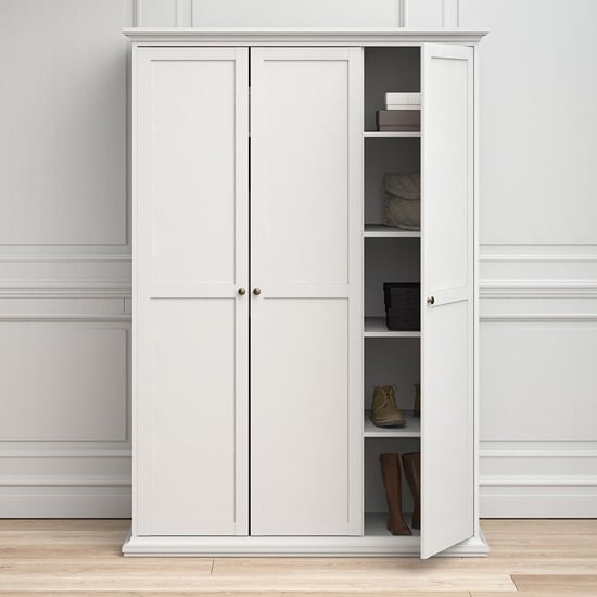 CHOICEWARDROBE white triple door wardrobe with internal shelves and storage