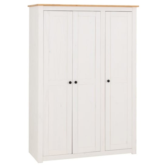 CHOICEWARDROBE Pavia 3 door wardrobe in white with natural waxed pine top