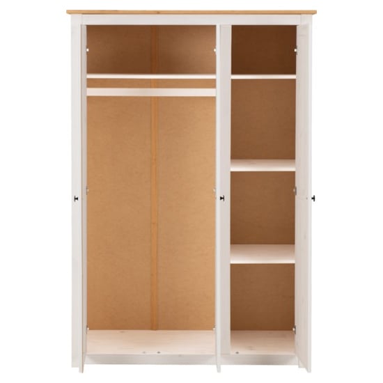 CHOICEWARDROBE Pavia 3 Door Wardrobe open interior with hanging rail and shelves