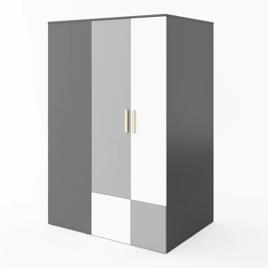 CHOICEWARDROBE Pearl Kids Corner Wardrobe, two-tone grey and white finish, 2 doors with distinct panels.
