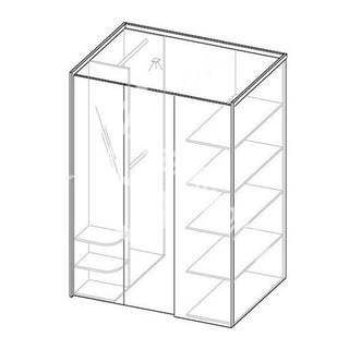 Line drawing of the CHOICEWARDROBE Pearl Kids Grey & White Wooden Wardrobe, featuring a modern two-tone design with shelves and a hanging rail—ideal storage solution for children’s bedrooms.