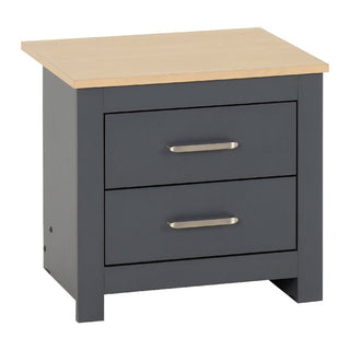 The CHOICEWARDROBE Penley 3 Piece Bedroom Set includes a modern grey and oak bedside table with two drawers and silver handles, pairing perfectly with contemporary or Scandinavian bedroom décor.