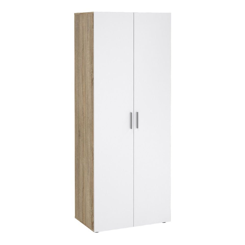 CHOICEWARDROBE 2 door wardrobe white oak modern minimalist design with metal handles