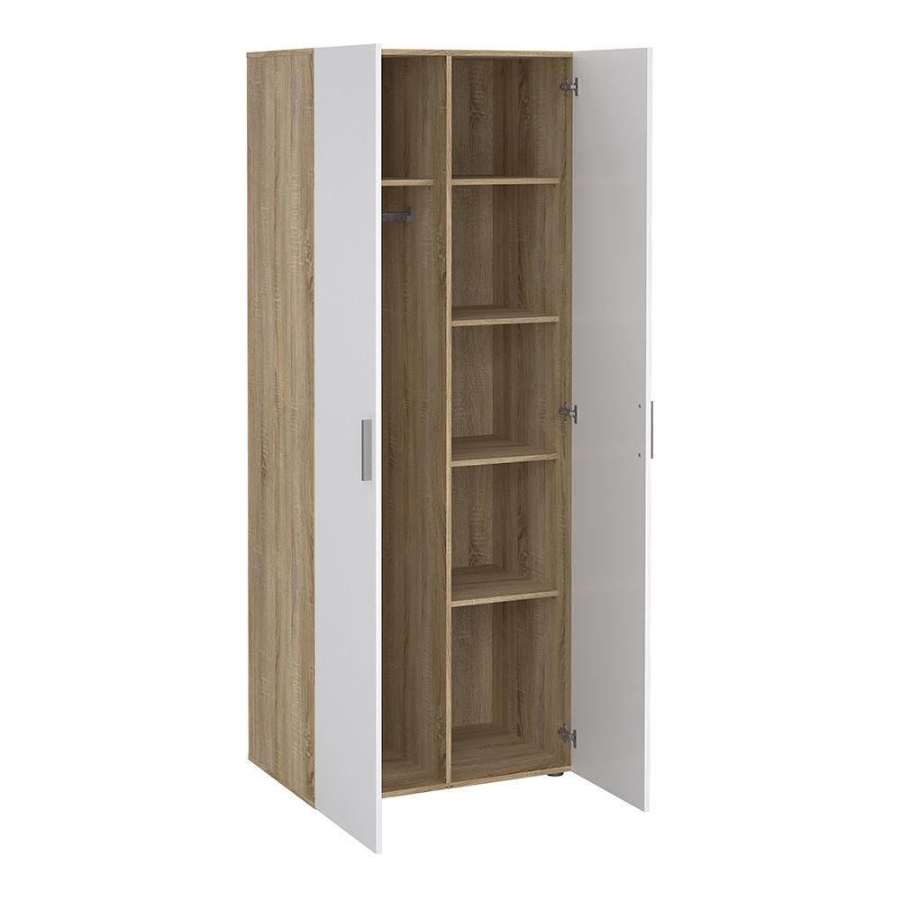 CHOICEWARDROBE oak and white 2-door wardrobe from Perkin range - modern minimalist bedroom furniture.