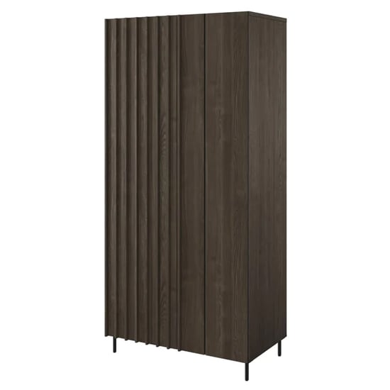 CHOICEWARDROBE Prato 92cm 2 Door Wooden Wardrobe - Portland Ash Fluted Doors