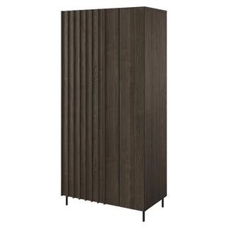 The CHOICEWARDROBE Prato 92cm 2 Door Wooden Wardrobe in a Portland Ash finish features a hanging rail, storage shelves, and modern design—perfect for adding style and organization to your space.
