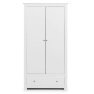 The CHOICEWARDROBE Raddix 2 Door Wardrobe in Surf White offers elegant bedroom storage with a hanging rail, bottom drawer, and modern design—97cm wide.