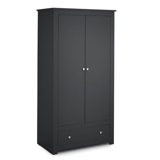 CHOICEWARDROBE 2 door wardrobe in anthracite grey with hanging rail and lower drawer