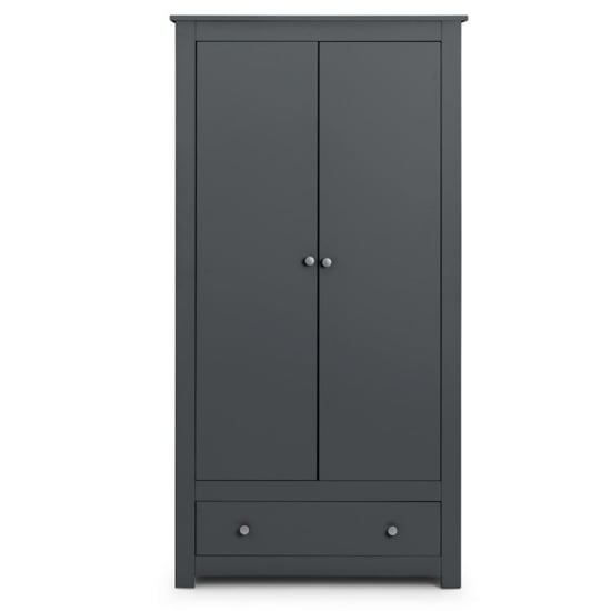 Anthracite grey 2-door wardrobe with a lower drawer, 97cm wide.