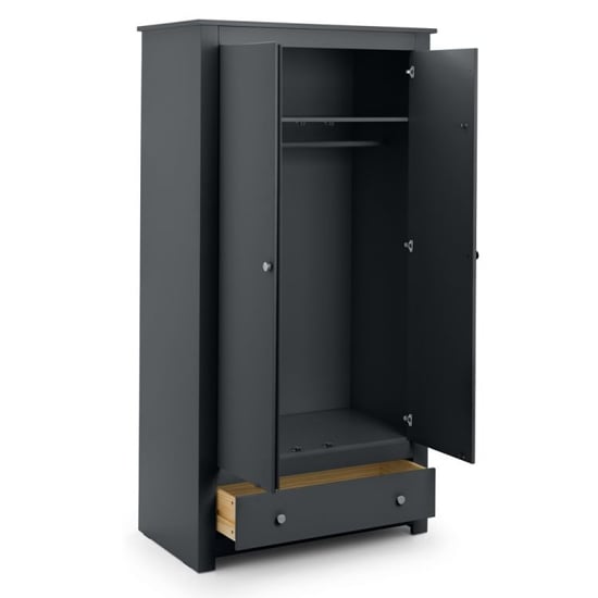 CHOICEWARDROBE Radley anthracite grey 2-door wardrobe with hanging rail and lower drawer.