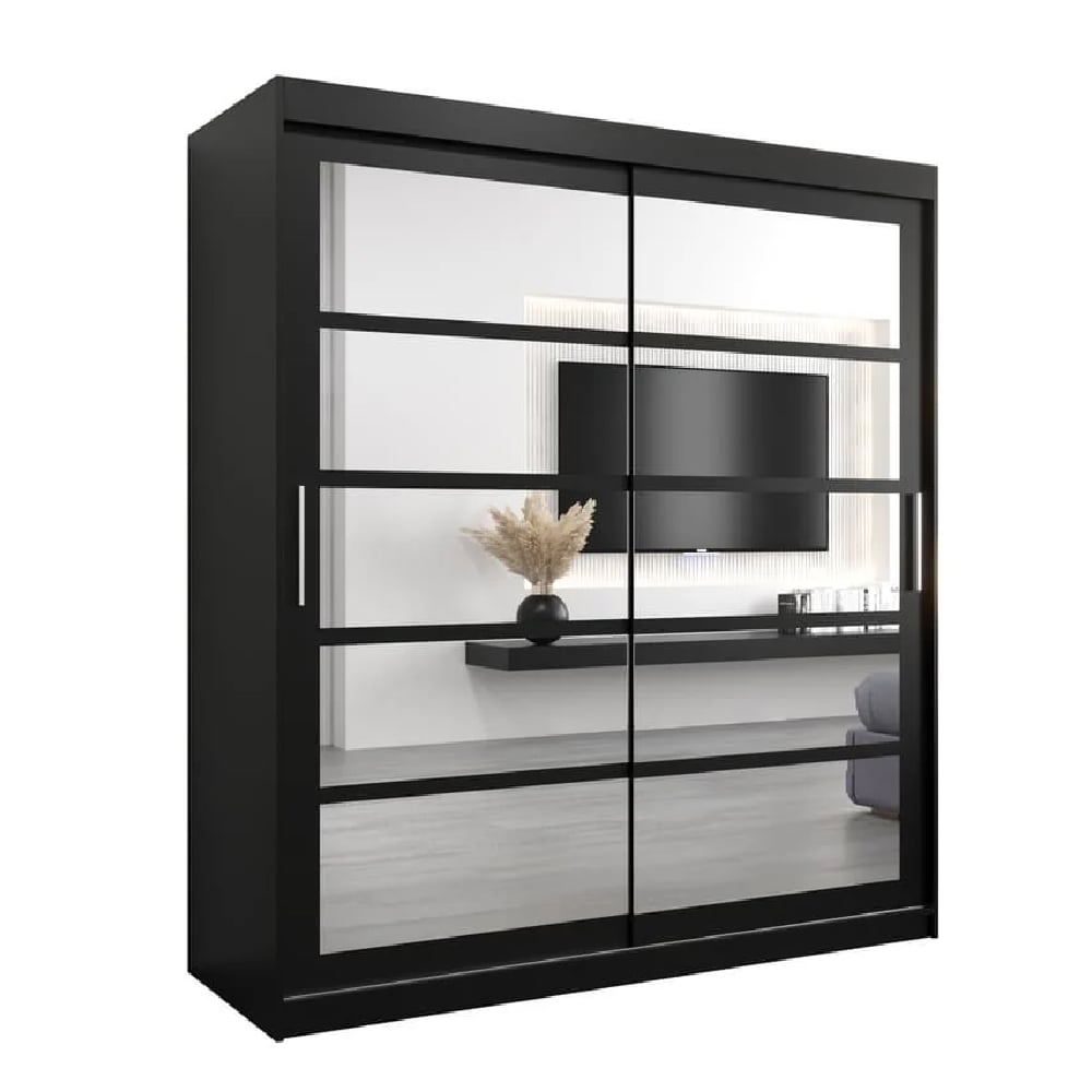 CHOICEWARDROBE black 2-door sliding mirror wardrobe