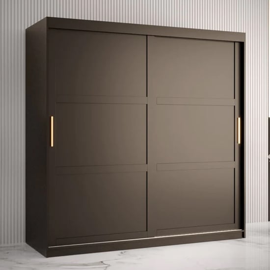 CHOICEWARDROBE Rieti 2 door sliding wardrobe, mocha brown finish with gold handles