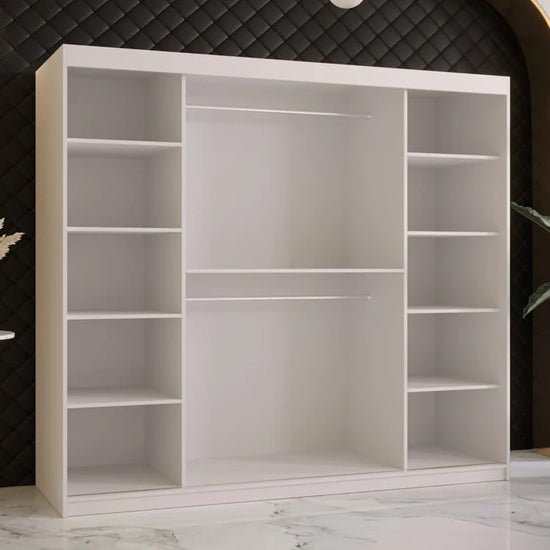 CHOICEWARDROBE Rieti I 200cm White 2-Door Sliding Wardrobe with Shelves