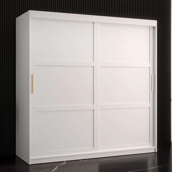 CHOICEWARDROBE white 180cm wardrobe with 2 sliding doors and gold handles